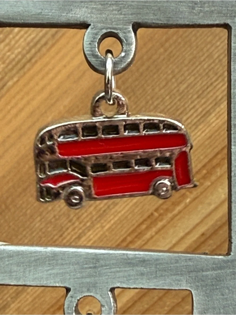 Awnhill London Pewter Photo Frame in Silver with Red & Blue Charms